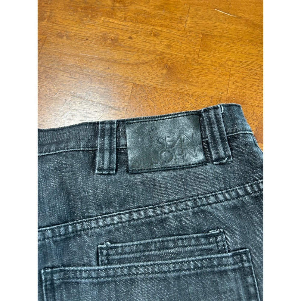 Sean John Denim Shorts Mens 38 Black Relaxed Fit Baggy Streetwear Y2K Hip Hop - Picture 12 of 12